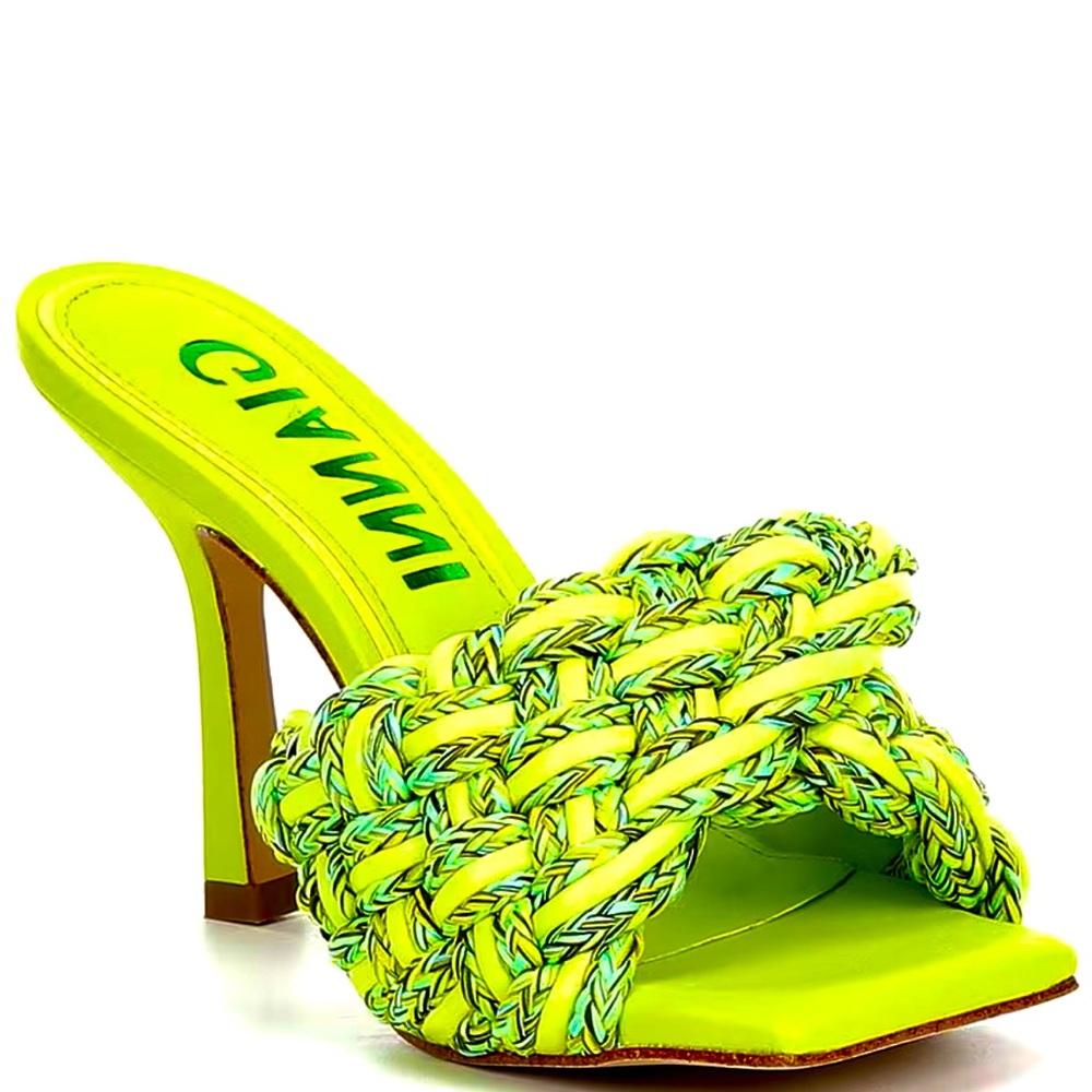 Gianni Bini Bibby Woven Leather Corded Square Toe Sandals. Size 6.5. Brand New!